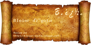 Bleier Ágota névjegykártya